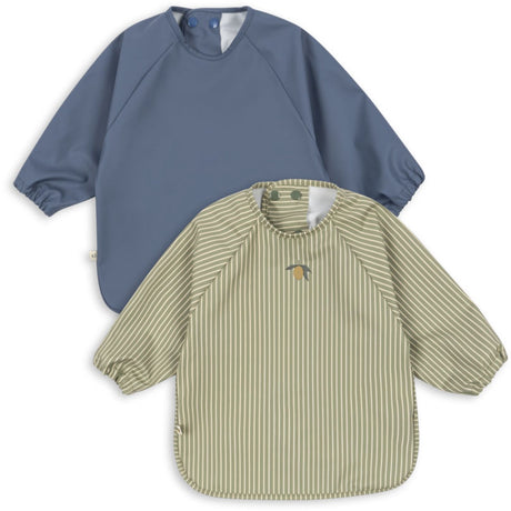 Konges Sløjd Tea Stripe/Flint Stone 2 Pak Dinner Hagesmæk Med Ærmer