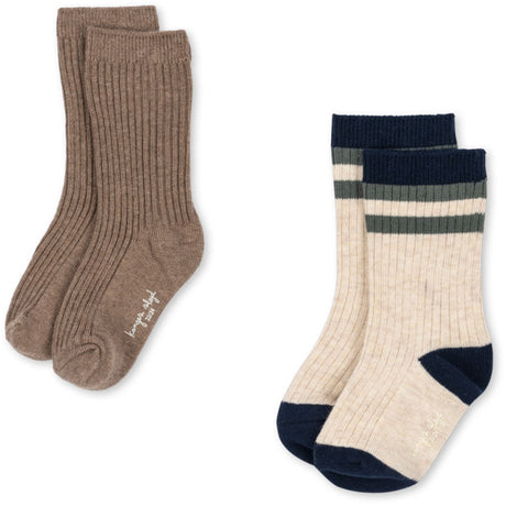 Konges Sløjd Navy Stripe 2 Pak Rib Strømper