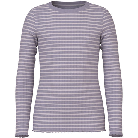 Name It Lavender Gray Lilac Marble Stripe Nmfvemma Ls Slim Top