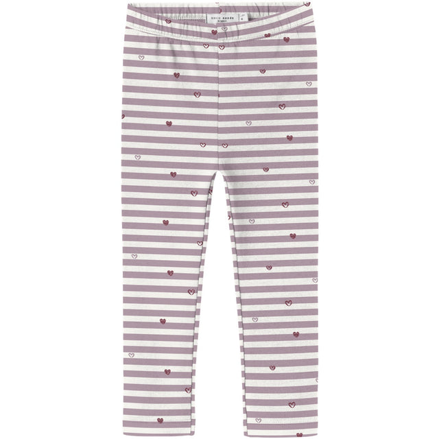 Name It Cloud Dancer Heart Stripe Nmfdavina Aop Swe Leggings Bru