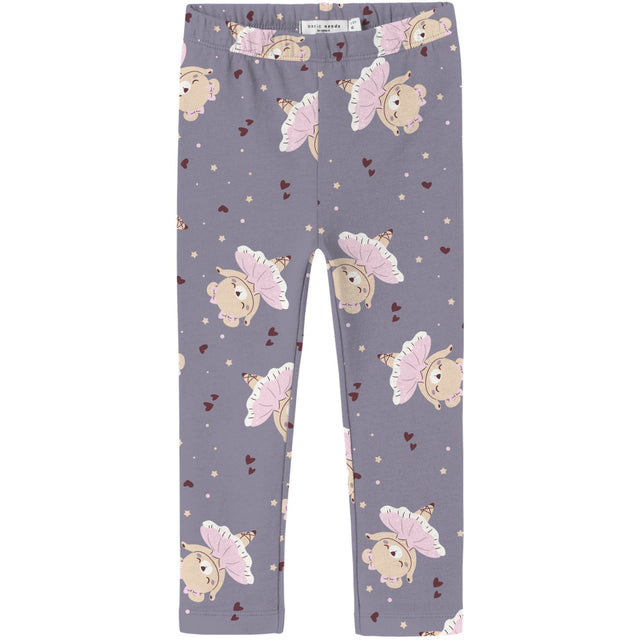 Name It Lavender Gray Ballerina Bear Nmfdavina Aop Swe Leggings Bru