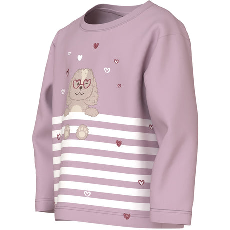 Name It Dawn Pink Dog Heart Stripe Nmfvaliane Ls Nreg Top