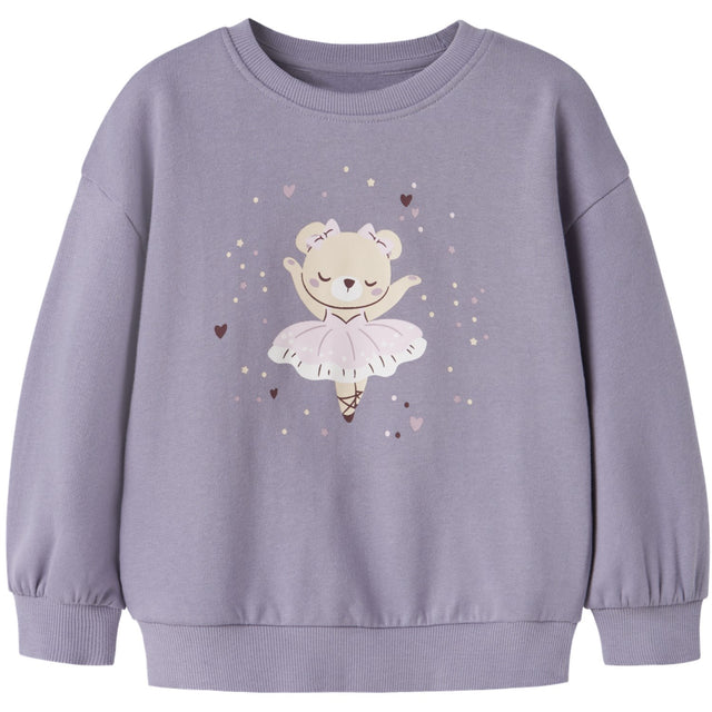 Name It Lavender Gray Ballerina Bear Nmfvalona Ls Long Rlx Sweat Bru