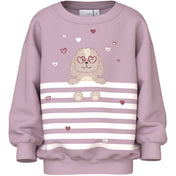 Name It Dawn Pink Dog Heart Stripe Nmfvalona Ls Long Rlx Sweat Bru