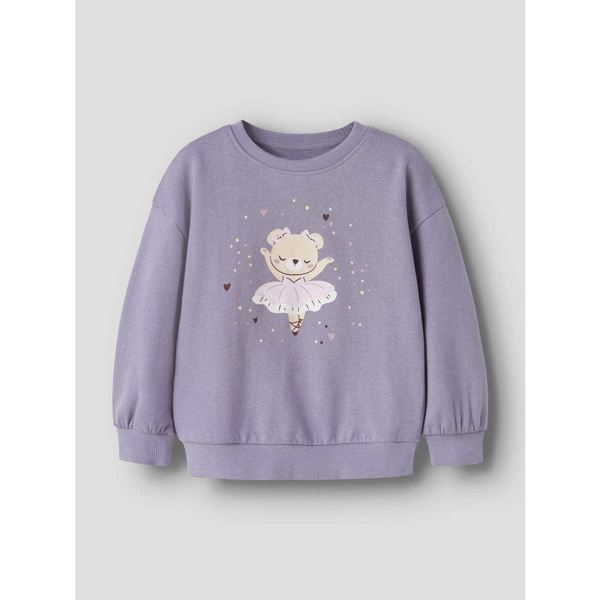 Name It Lavender Gray Ballerina Bear Nmfvalona Ls Long Rlx Sweat Bru