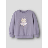 Name It Lavender Gray Ballerina Bear Nmfvalona Ls Long Rlx Sweat Bru