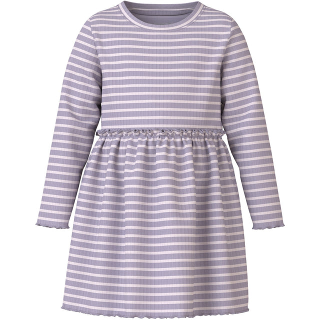 Name It Lavender Gray Lilac Marble Stripe Nmfvemma Ls Kjole