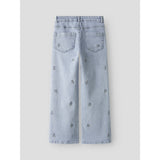 Name It Light Blue Denim Flower Embroidery Nkfrose Wide Emb Jeans 2010-Fr Noos