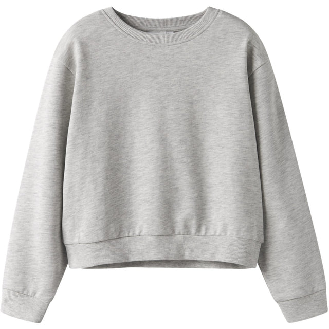 Name It Light Grey Melange Nkfmille Kort Nreg Ls Swe O-Neck Noos