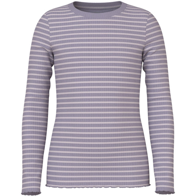 Name It Lavender Gray Lilac Marble Stripe Nkfvemma Ls Slim Top