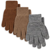 Konges Sløjd Grey Melange/Beige/Brown 3 Pak Filla Handsker