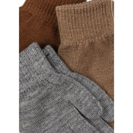 Konges Sløjd Grey Melange/Beige/Brown 3 Pak Filla Handsker