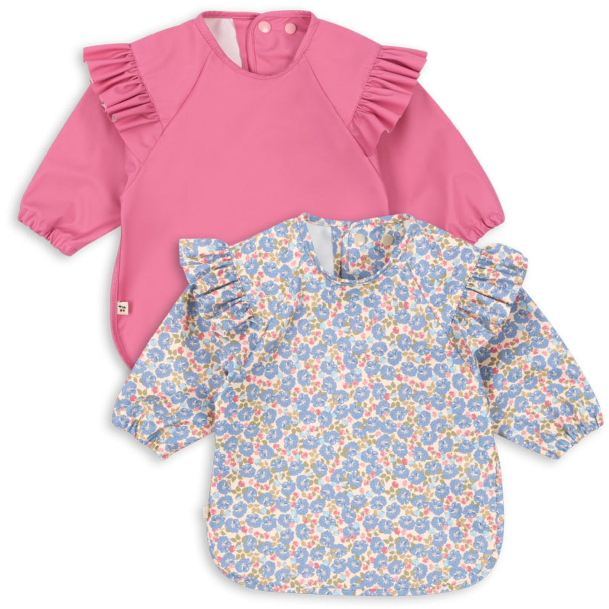 Konges Sløjd Fleur Rosier/Chateau Rose 2 Pak Dinner Hagesmæk Med Ærmer Og Flæse