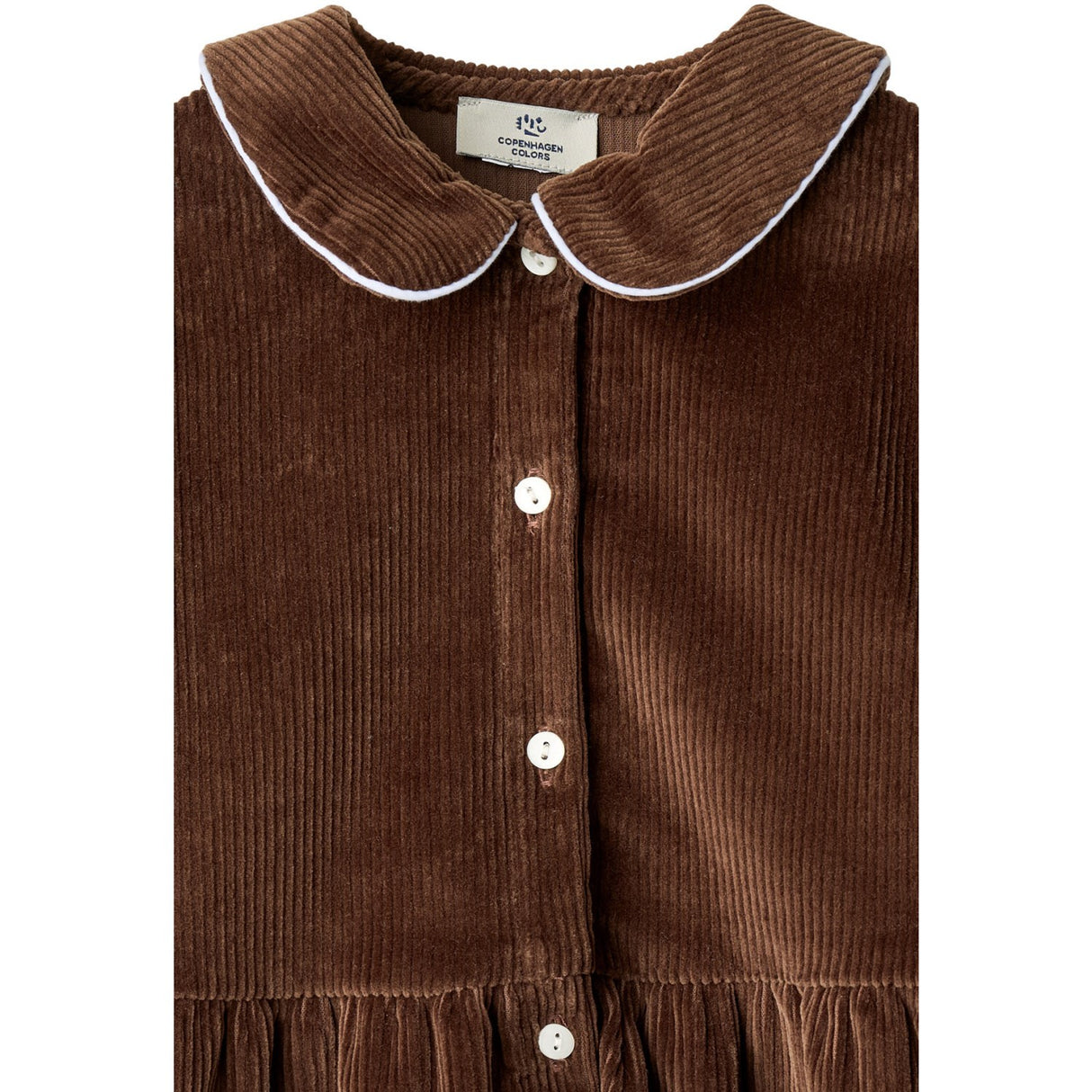 COPENHAGEN COLORS Dk Brown Comb Corduroy Bluse W. Emb.
