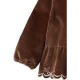 COPENHAGEN COLORS Dk Brown Comb Corduroy Bluse W. Emb.