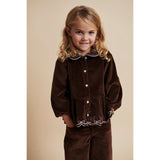 COPENHAGEN COLORS Dk Brown Comb Corduroy Bluse W. Emb.