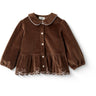 COPENHAGEN COLORS Dk Brown Comb Corduroy Bluse W. Emb.