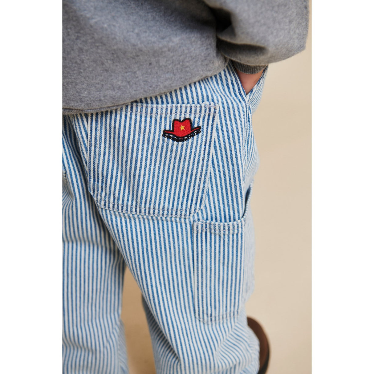 COPENHAGEN COLORS Denim Blue Stripe Y/D Stripe Twill Cargo Bukser W. Adj. Waist