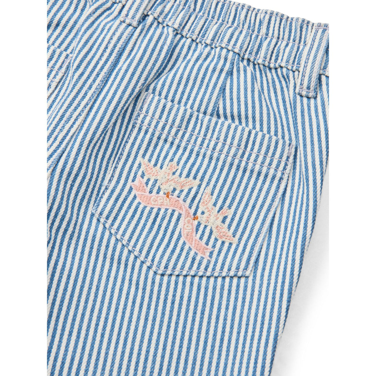 COPENHAGEN COLORS Denim Blue Stripe Y/D Twill Pant W. Wide Leg Og Embroidery