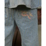 COPENHAGEN COLORS Denim Blue Stripe Y/D Twill Pant W. Wide Leg Og Embroidery