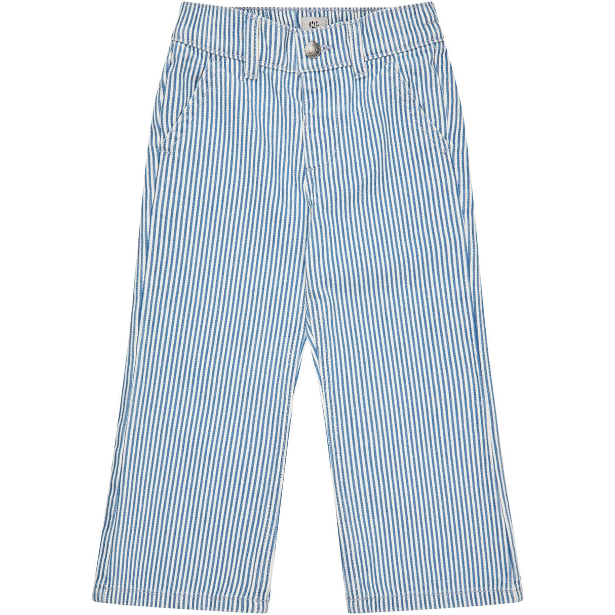 COPENHAGEN COLORS Denim Blue Stripe Y/D Twill Pant W. Wide Leg Og Embroidery