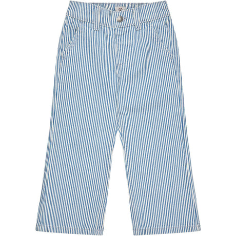 COPENHAGEN COLORS Denim Blue Stripe Y/D Twill Pant W. Wide Leg Og Embroidery