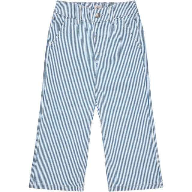 COPENHAGEN COLORS Denim Blue Stripe Y/D Twill Pant W. Wide Leg Og Embroidery