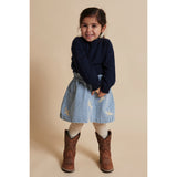 COPENHAGEN COLORS Denim Blue Stripe Y/D Twill Nederdel W. Embroirdey