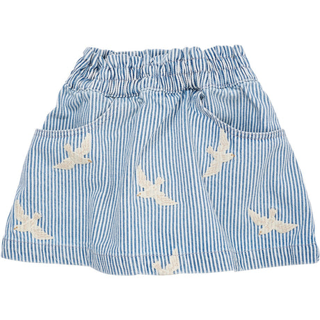 COPENHAGEN COLORS Denim Blue Stripe Y/D Twill Nederdel W. Embroirdey