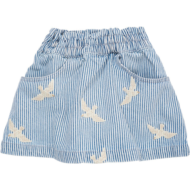 COPENHAGEN COLORS Denim Blue Stripe Y/D Twill Nederdel W. Embroirdey