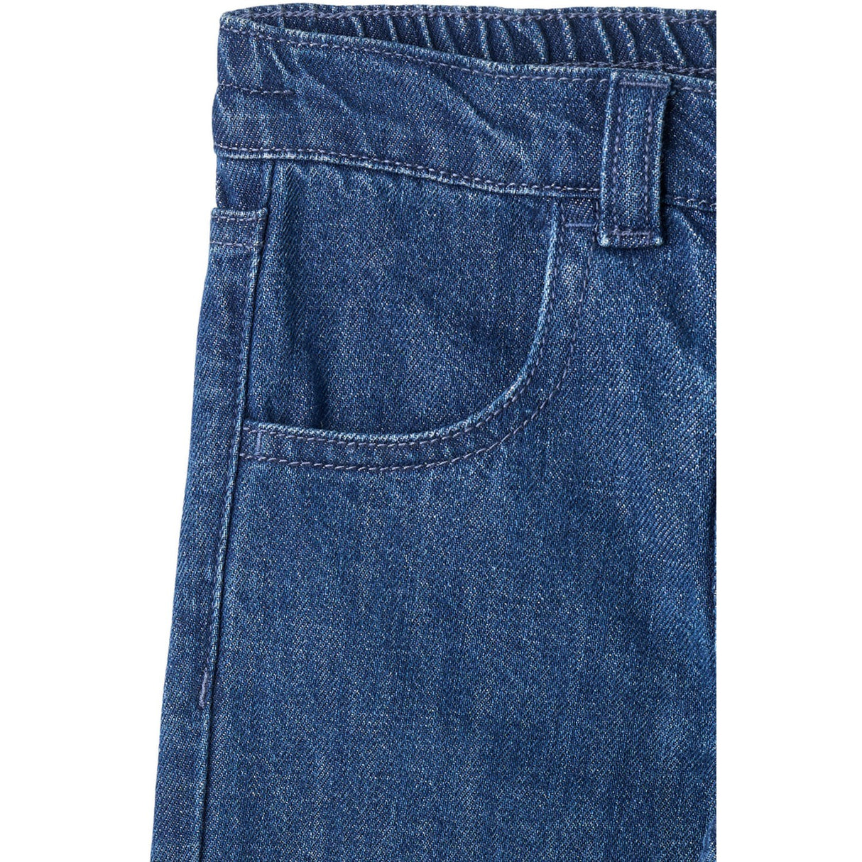 COPENHAGEN COLORS Dark Indigo Blue Washed Organic Denim Bukser W. Pocket Embroidery & Wide Leg