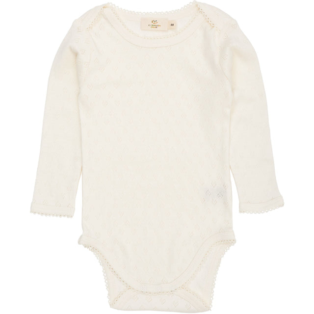 COPENHAGEN COLORS Cream Pointelle Heart Lapneck Body Ls