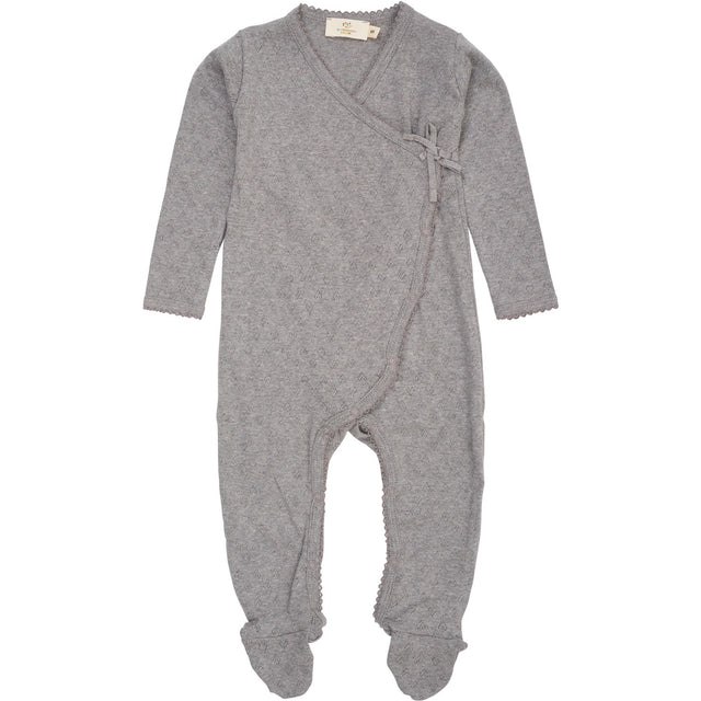 COPENHAGEN COLORS Grey Mel Pointelle Cross-Over Full Body