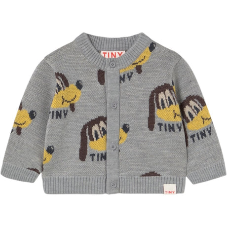 TinyCottons Medium Grey Heather Dogs Baby Cardigan