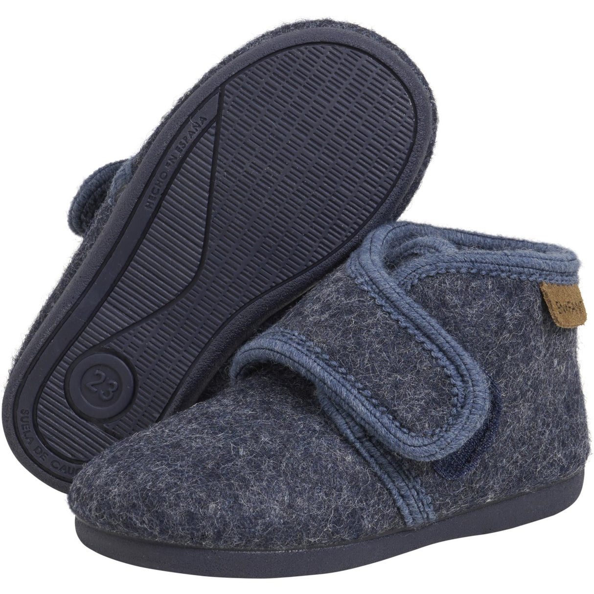 En Fant Navy Melange Futter Uld Velcro