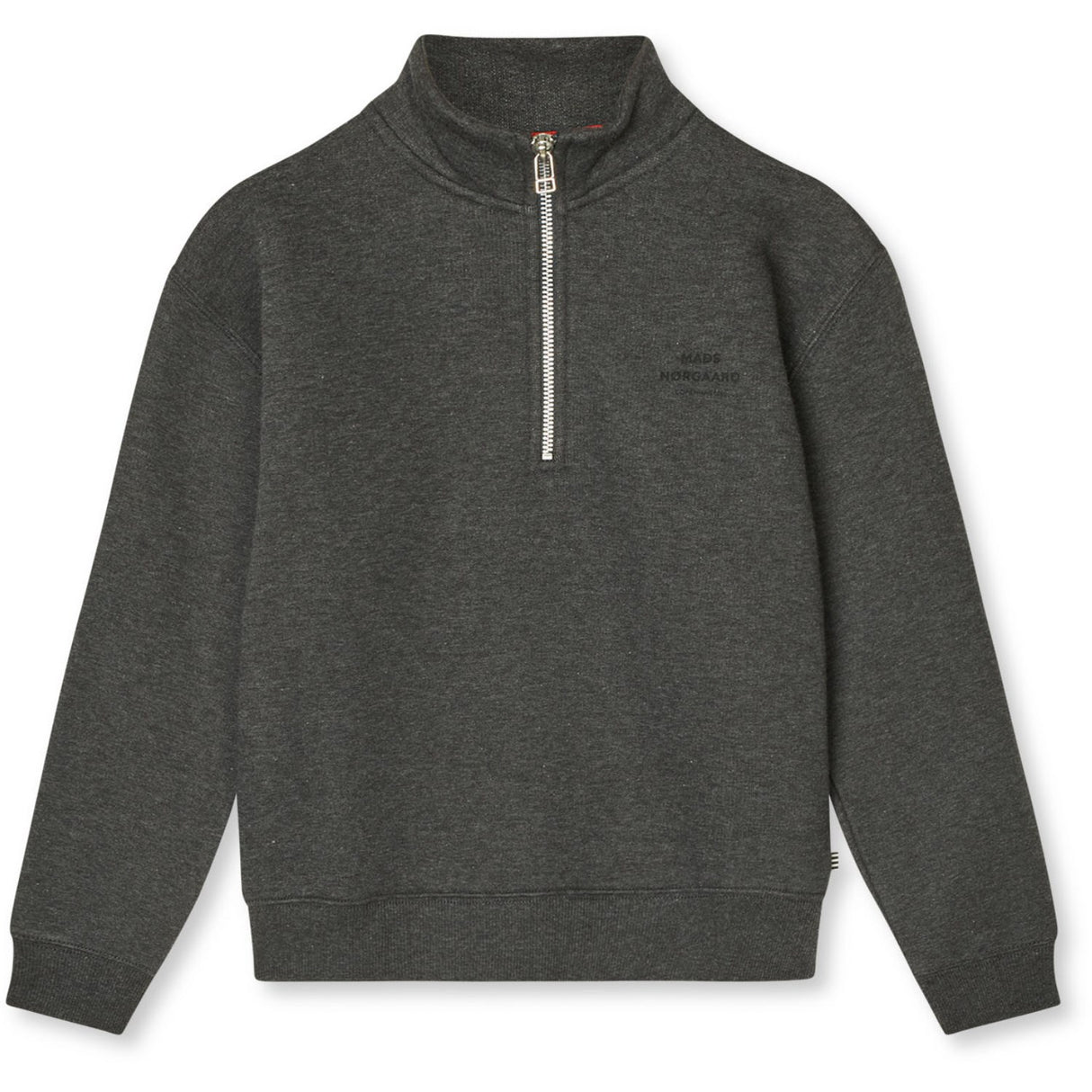 Mads Nørgaard Charcoal Melange Mix Sweat Crewie Half Zip Sweatshirt