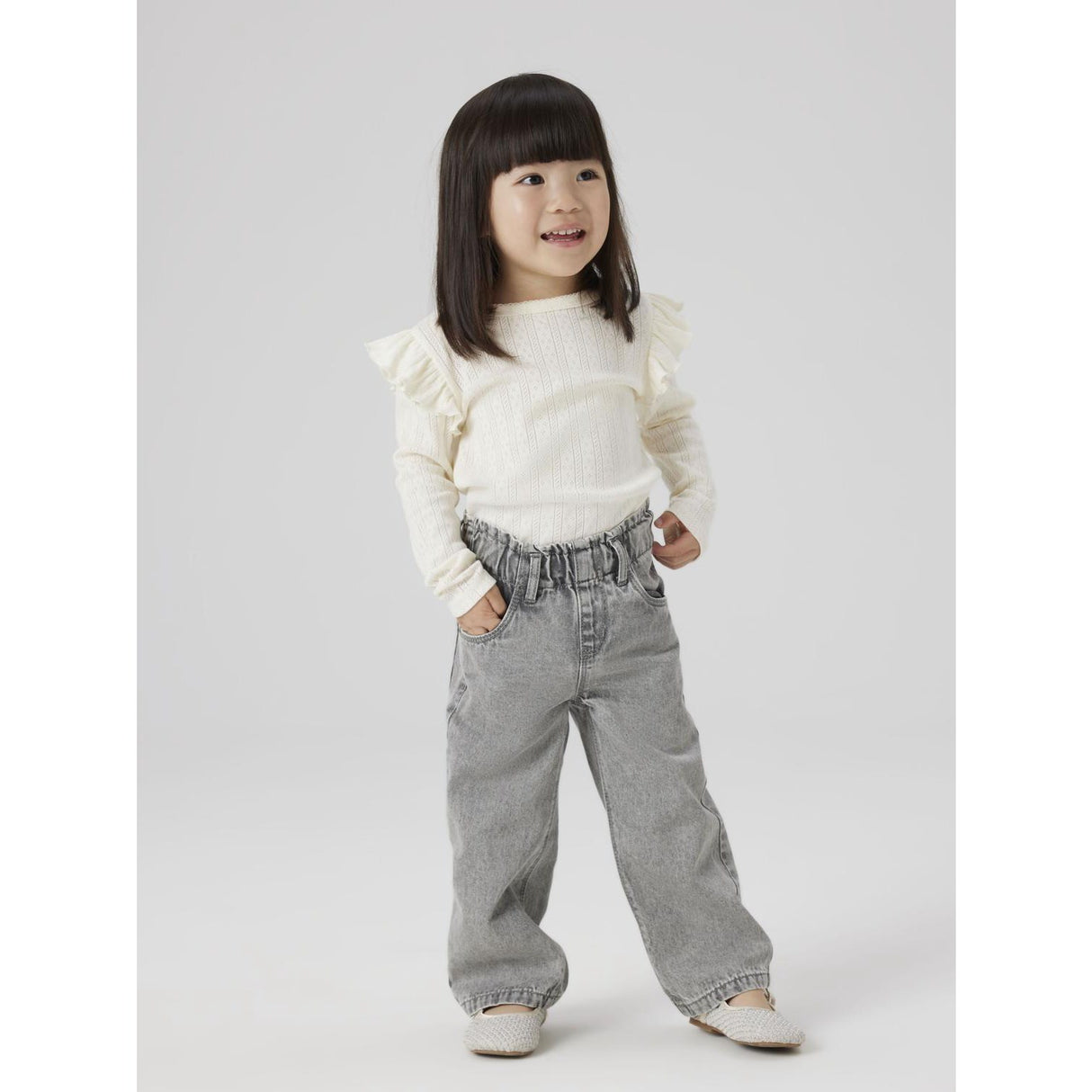 Name It Light Grey Denim Nmfrose Wide Swe Jeans 3005-Ov Lnoos