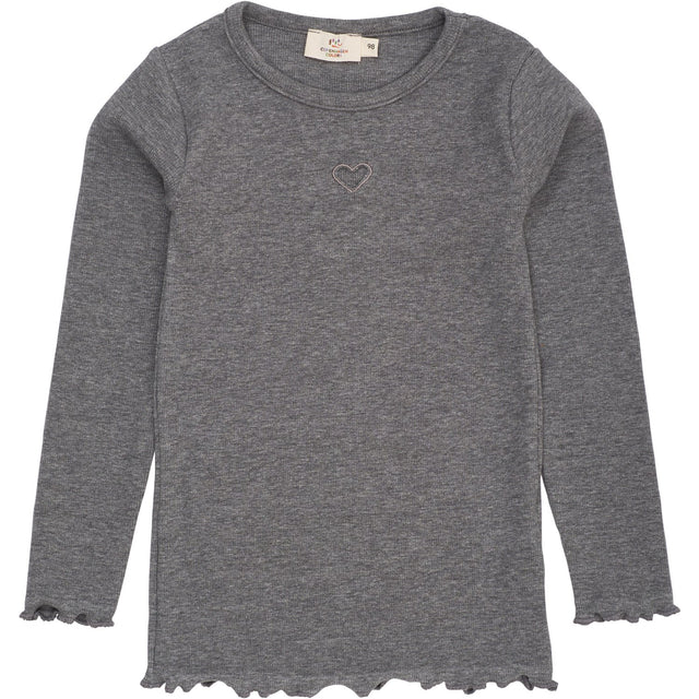 COPENHAGEN COLORS Grey Mel Modal Rib Ls Tee W. Heart Hole Pattern