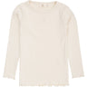 COPENHAGEN COLORS Cream Modal Rib Ls Tee W. Heart Hole Pattern