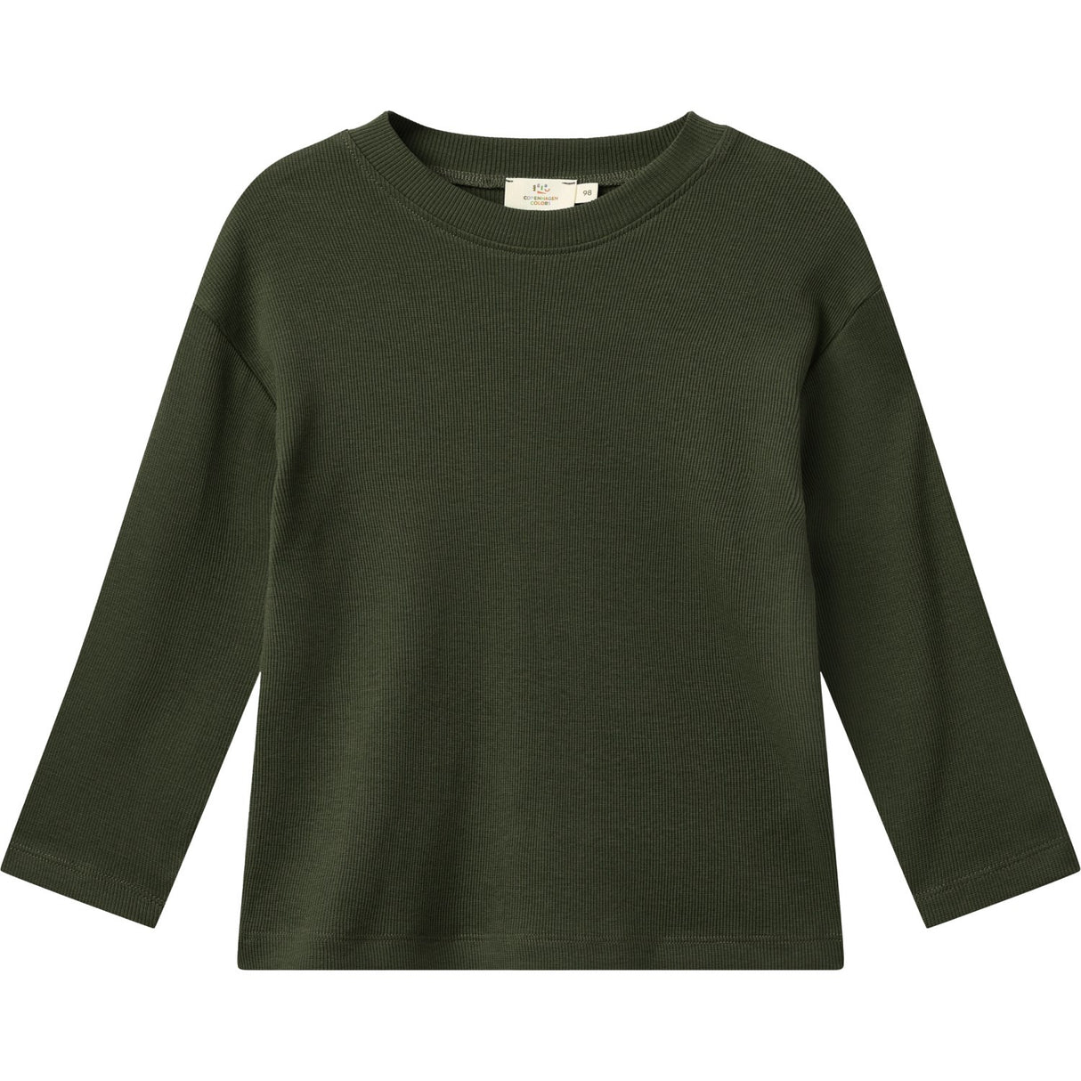 COPENHAGEN COLORS Dk Green Modal Rib Ls Bluse W. Drop Shoulder