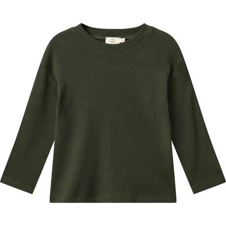 COPENHAGEN COLORS Dk Green Modal Rib Ls Bluse W. Drop Shoulder