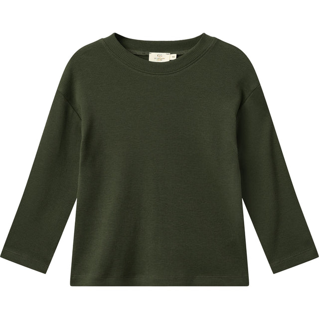 COPENHAGEN COLORS Dk Green Modal Rib Ls Bluse W. Drop Shoulder