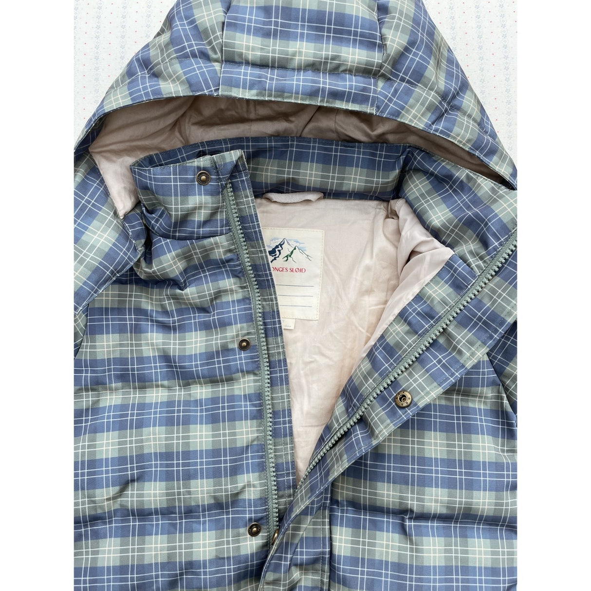 Konges Sløjd Laurel Blue Check Magnum Down Jakke Print Grs