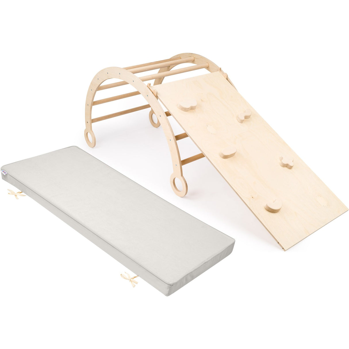 Woobiboo Natural Montessori Rocker Med Gray Madras Og Slide-Climber XL