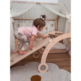 Woobiboo Natural Montessori Wooden Rocker Med Slide-Climber L