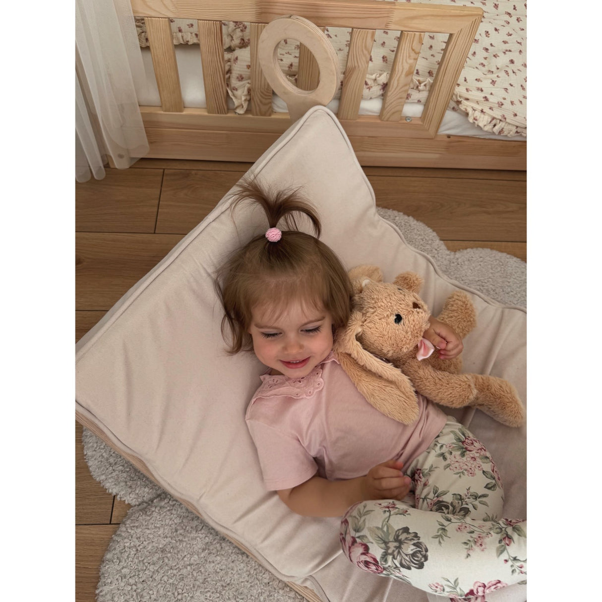 Woobiboo Natural Montessori Rocker Med Beige Madras Og Slide-Climber L