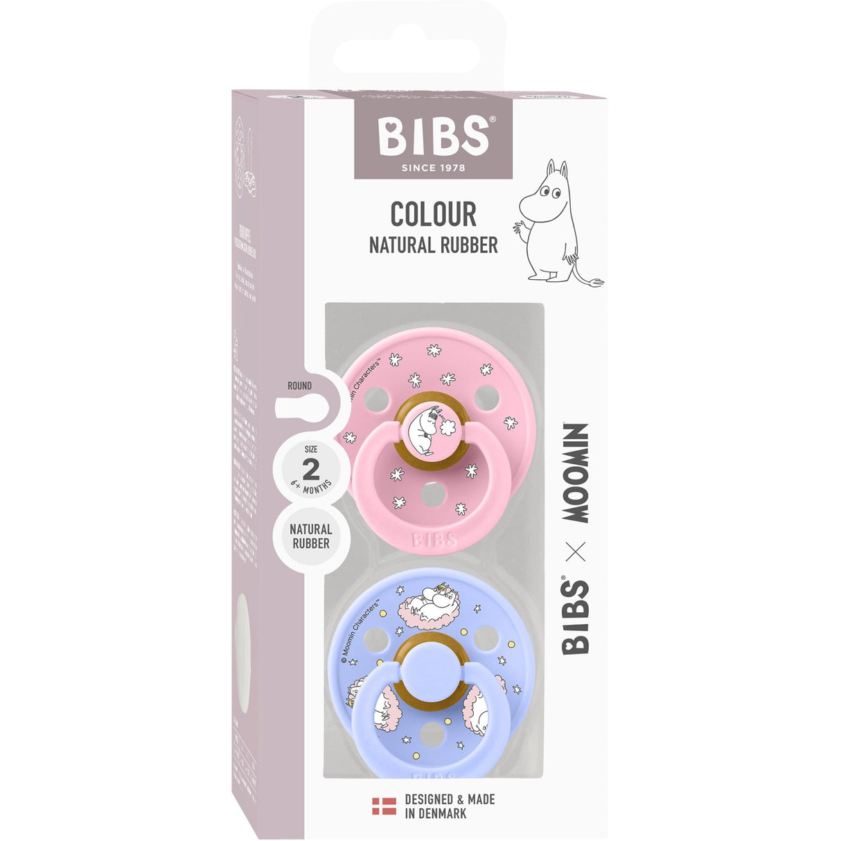 Bibs X Moomin Baby Pink Mix Sut Colour 2-Pak Dreaming Latex