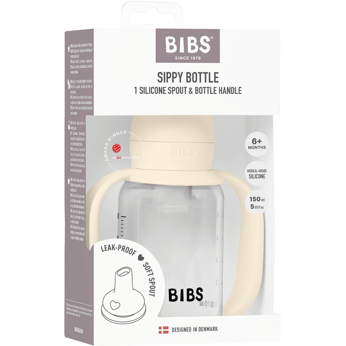 Bibs Ivory Baby Sippy Flaske Spout Round Silikone Slow Flow