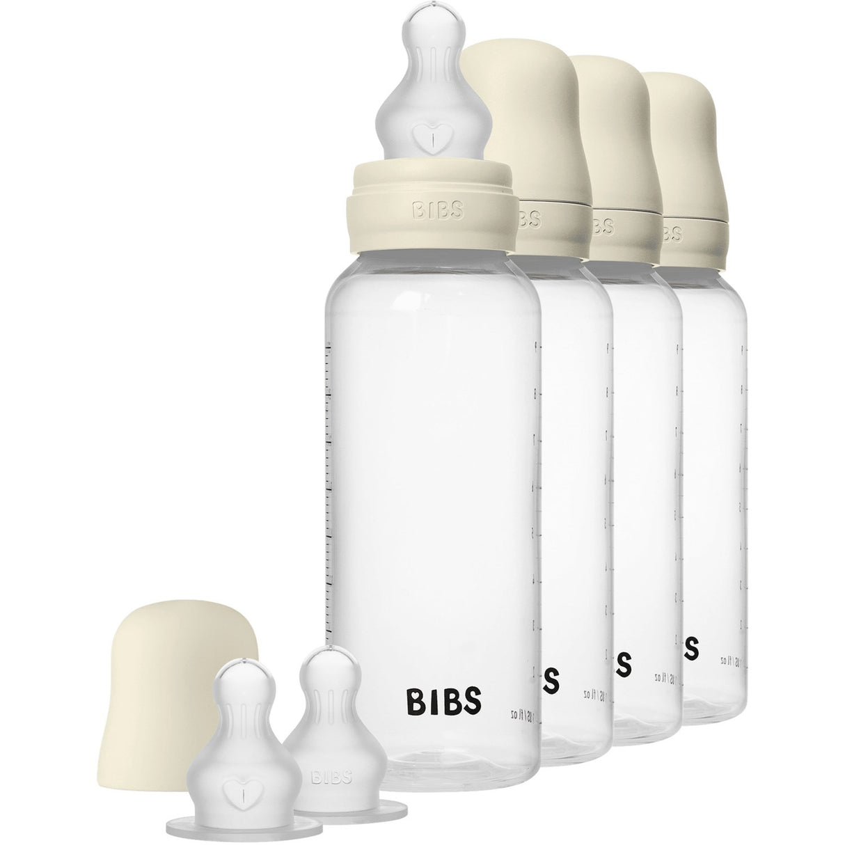 Bibs Ivory Baby Flaske Round Silikone 4-Pak
