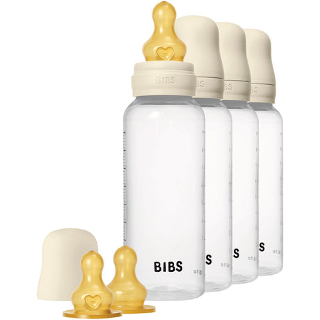 Bibs Ivory Baby Flaske Round Latex 4-Pak